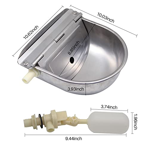 Automatic Livestock Waterer for Cattle, Dogs, Chicken, 304 Stainless Steel | Rust-Proof Auto Refill Float Valve, Wall Mount, Easy Install & Clean, for Horse Sheep Pig, Livestock Water Trough Bowl