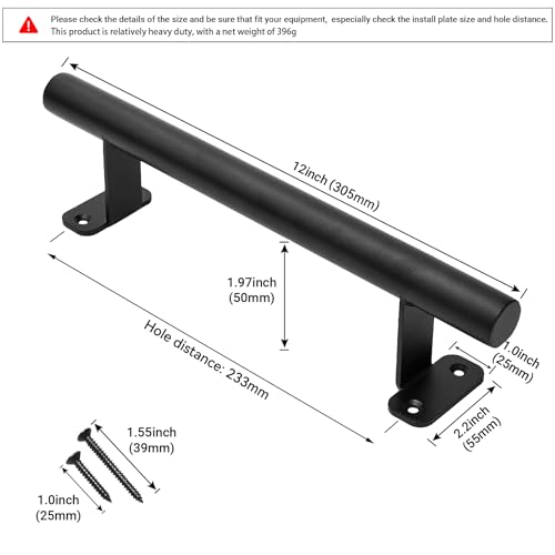 12'' Sliding Barn Door Handles Pack of 2, Black Powder Coated Iron Pull Handles for Outdoor Gates, Garage, Fence, Interior Closet Doors - style: Style A