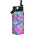 SANDJEST Mermaid Water Bottle for Girls Kids Kid Insulated Water Bottles 12oz Stainless Steel Travel School Tumbler Double Wall Vacuum Cup with Straw - color: Mermaid Scale