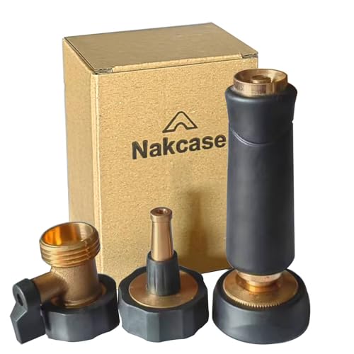 Brass Hose Nozzle, Adjustable Twist hose Sprayer, High Pressure Hose Nozzle with On-Off Valve, Leakproof Operation 3/4" Connector, Jet Sweeper Nozzle for Patio and Pet, Car Washing, 3 Pack - style: nozzle Jet valve -3P