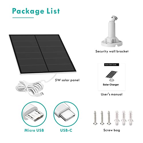 Solar Panel for Security Camera, 5W USB Solar Panel Compatible with Rechargeable Battery Camera, Solar Panel Charger for Camera with IP65 Waterproof, Adjustable Bracket, 9.8ft Cable(2 Pack) - size: 2 Pack