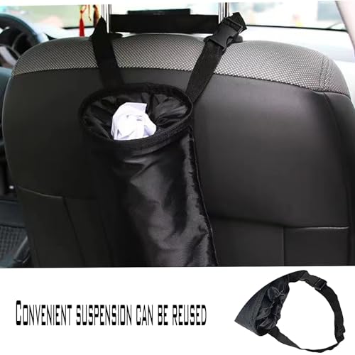 1 Pack 2 Pcs Hanging Car Trash Can, Car Trash Bags With Storage Pockets, Car Organizers And Washable Fits For Most Car, Suvs. （Black）