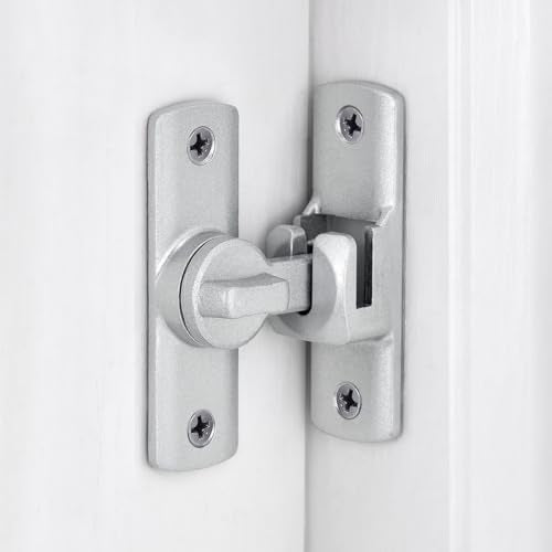 Silvery Barn Door Latches,90/180 Degree Gate Lock_D | Aluminum Alloy Right Angle Door Lock Latch,Flip Gate Latches Hardware,Sliding Door Lock for Cabinets,Fence Gates,Pet Cage - color: Silvery