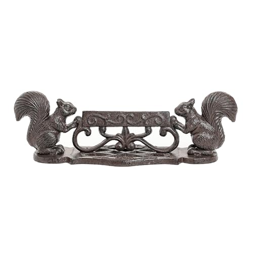 Sungmor Cast Iron Boot Scraper, Rustic Black Squirrel Boot Cleaner | Garden Front Door Entrance Shoe Scrubber Mat, Farmhouse Outdoor Patio Decorative Mud Cleaner