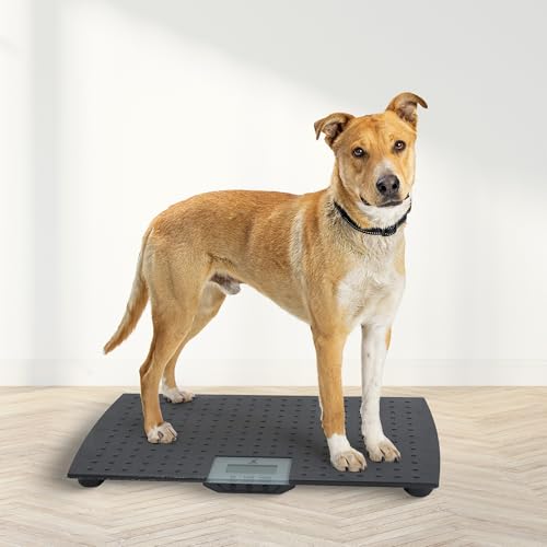 Redmon Digital Dog Scale for Large Pet & Animal with Non-Skid Mat, 225 Lb Capacity, Black - Portable Weighing Scale for Dogs, Puppies, Cats, and Livestock