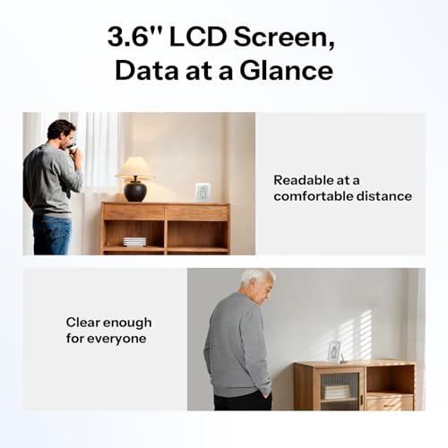 SONOFF SNZB-02DR2 AirGuard TH, Indoor Smart Zigbee Temperature and Humidity Sensor, 3.6'' LCD Display, App Monitoring with Charts, Notification Alerts, Data Export, Remote Data Display, 2-Pack