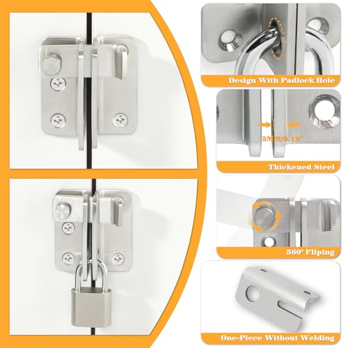 Alise Flip Latch Gate Latch Brushed,Shed Door Latch Barn Door Lock,L-Size | Stainless Steel Door Lock Latches for Shed Barn Wooden Fence Chicken Dog Cage Window Cabinet Backyard Garage - color: Brushed Nickel, size: Large Size (SS)