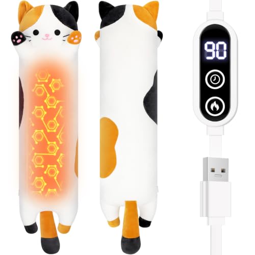Calico Cat Plush USB Heating Pad for Period Cramps Menstrual | 22” Cat Heated Plush Stuffed Animal, Portable Indoor Outdoor Use, Electric Kitten Plush Heated Pad for Women Teen Girls Gifts - color: Multicolored Calico Cat Heating Pads