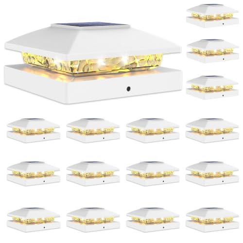 VOLISUN 20 Pack White Solar Post Cap Lights Fit 4x4 Fence Deck Post | Waterproof outdoor lighting, warm white glow, fits wooden & vinyl 4x4 posts, solar powered for yard patio fence deck - color: White, size: 20 Pack