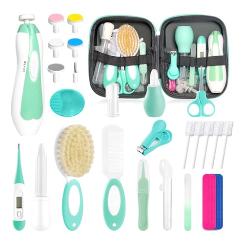 Baby Healthcare and Grooming Kit for Newborn Kids, 31PCS Upgraded Safety Baby Care Kit, Newborn Nursery Health Care Set, Baby Care Products (Green) - style: GREEN-31