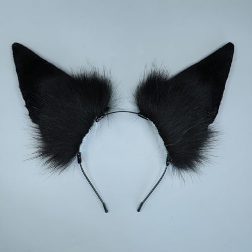 Handmade Wolf Ears Headband Fox Ear Hairband Wolf Cosplay Props - color: Brown Black