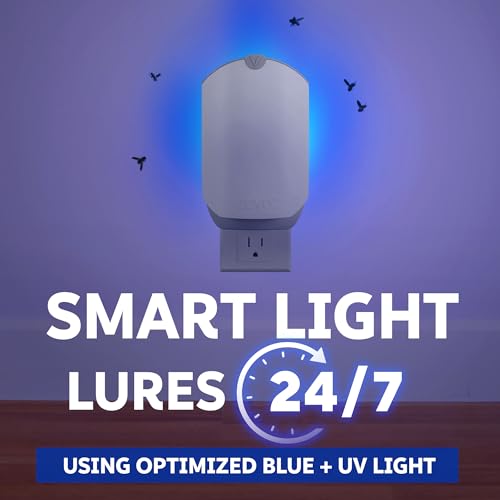 Zevo Flying Insect Trap for Fruit Flies & Gnats, 2 Bases & 2 Refills | Fly Trap Catches House Flies, Gnats & Fruit Flies 24/7, Spray-Free, Odor-Free, Blue & UV Light, Safe for Kids & Pets* - style: 2 Devices & 2 Cartridges