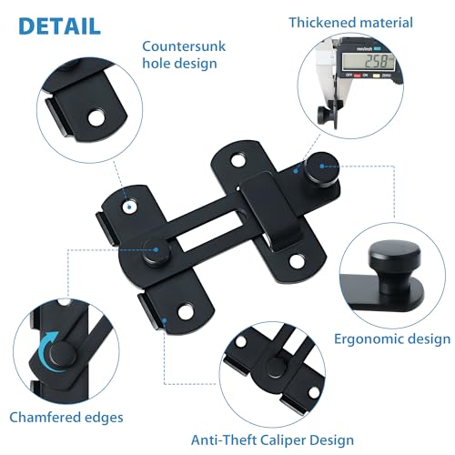 Alise 2pcs 4 Inch Black SUS304 Stainless Steel Gate Latches for Barn Door | Heavy Duty Gate Hardware ,Security Flip Latch,Anti-theft Latch,Safety Door Lock for Barn Wood Fence Sliding French Door - color: Matte Black, size: 4 inch-2p