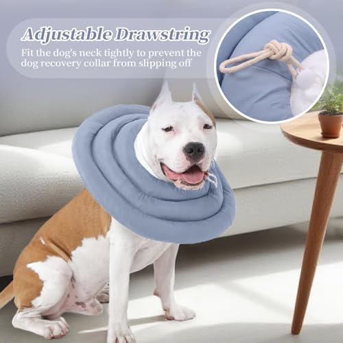 IDOMIK Dog Recovery Collar, Waterproof Soft Dog Cone After Surgery | Comfy Protective Elizabethan Collar Alternative for Dogs Cats, Adjustable Pet Neck Donut Cone Anti-Licking Wounds,Blue,S - color: Blue, size: S