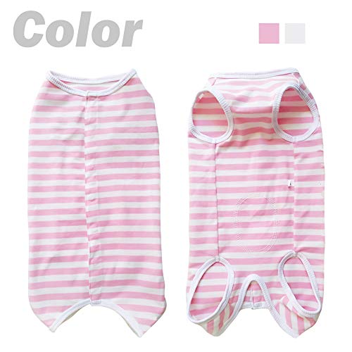 Dog’s Recovery Suit Post Surgery Shirt for Puppy, Wound Protective Clothes for Little Animals(Pink White Stripe-XXS) - color: pink white stripe, size: XX-Small