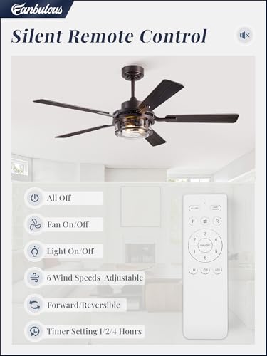 Fanbulous 52" Farmhouse Ceiling Fan with Light and Remote App, DC Motor | Rain Glass Shade, 6-Speed Reversible, Downrod Mount, Double-Sided Blades for Bedroom, Living Room Oil Bronze - color: Oil Rubbed Bronze