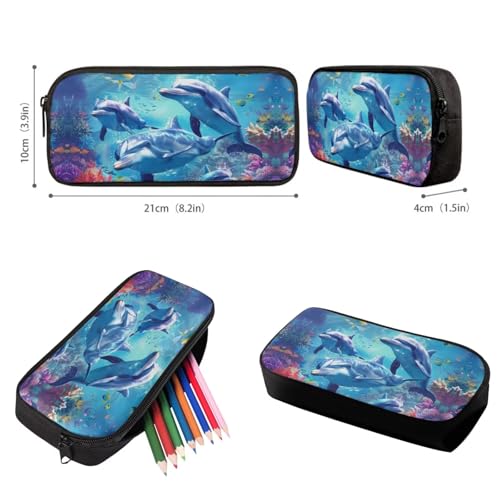 Upetstory Adorable Dolphin Kids Backpack for Girls Boys School Bag Set with Lunch Bag Pen Case Water Bottle Sleeve Elementary Book Bag Kindergarten Primary Middle School Travel Daypack - color: Dolphin