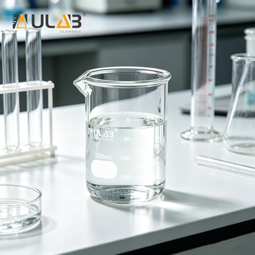 ULAB Scientific Glass Beaker Set, Vol. 250ml, 3.3 Borosilicate Griffin Low Form with Printed Graduation, Pack of 4, UBG1015 - style: Vol.250ml,Pack of 4