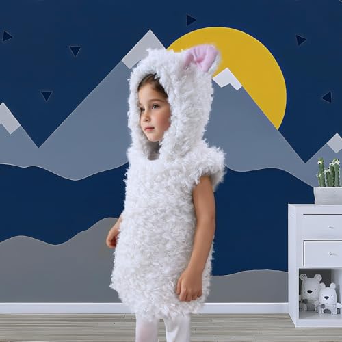 Kids Toddler Lamb Costumes Hooded Vest Cute Sheep Cosplay Christmas Outfits Sleeveless Hoodies for Boys Girls - size: 4-5 Years