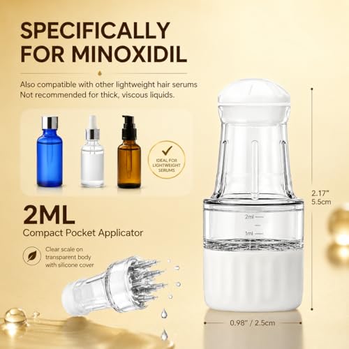Upgraded Minoxidil Applicator with Press-Release Tip, Precision Scalp & Eyebrow/Beard Hair Oil Dispenser, Root Comb Design, Easy-Refill Applicator for Hair Growth Serum, No-Mess Controlled Application