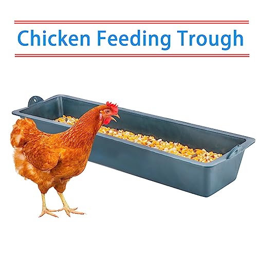 4 Pack Chicken Feeder Plastic Feed Trough Bucket for Chicken Duck Pigeon Bird Livestock Pet Poultry (Length: 16.5")