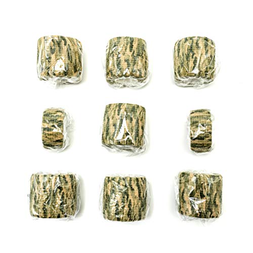 FRESINIDER 9 Rolls Self Adhesive Wrap Athletic Tape Gauze, Breathable Elastic Cohesive Bandage for Sports Injury & Pet (7 Pcs 2" x 5 Yards + 2 Pcs 1" X 5 Yards) (Woodland Multicam Camo) - color: Woodland Multicam Camo
