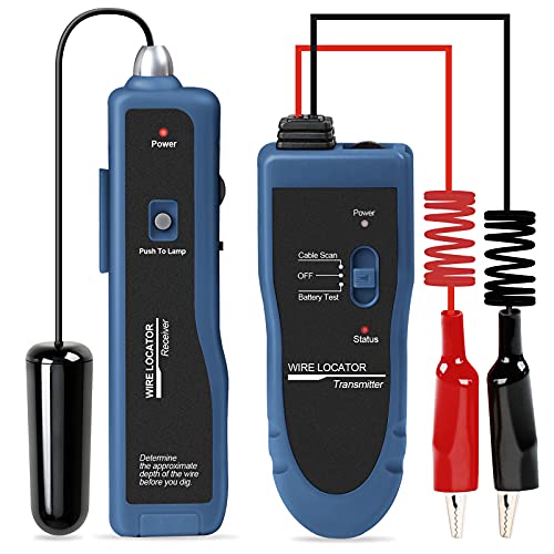Underground Wire Locator, Cable Tester F02 Pro for Locate Wires, Locate Control Wires Cables Pet Fence Wires, up to 3 Feet Deep 1640 Feet Length, Equiped with Rechargeable 1100mAh Battery - color: Blue