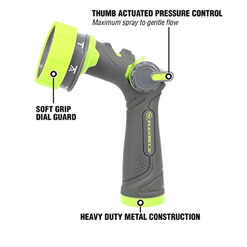 Flexzilla 7-Pattern Adjustable Flow Garden Hose Nozzle Sprayer with Easy to Use Thumb Control, Lightweight & Durable - color: Chartreuse, style: 7-Pattern Pressure Control