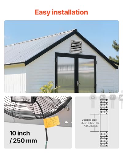 VEVOR 30 Inch Shutter Exhaust Fan Wall Mounted Automatic Louvers Silver, Sturdy Steel Housing, Low Noise, AC Motor, 8099 CFM Ventilation and Cooling for Attic, Garage, Barn, Greenhouse, Workshop - size: 30 Inch