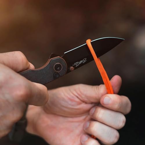 Ruck & River Savannah Folding Knife, Bohler K110 Steel, Button Lock EDC | Canvas Micarta Handle, Ambidextrous Pocket Clip, Camping Knife for Men, 3.25in Blade, Ball Bearing Pivot, Carry Case