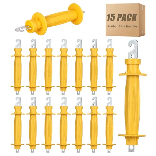 15 Pack Yellow Rubber Insulated Gate Handle Set – Heavy-Duty Electric Fence Handle, High-Visibility Durable Rubber, Weatherproof Safety Connector for Farm & Ranch Electric Fencing - color: 15-Pack