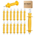 15 Pack Yellow Rubber Insulated Gate Handle Set – Heavy-Duty Electric Fence Handle, High-Visibility Durable Rubber, Weatherproof Safety Connector for Farm & Ranch Electric Fencing - color: 15-Pack