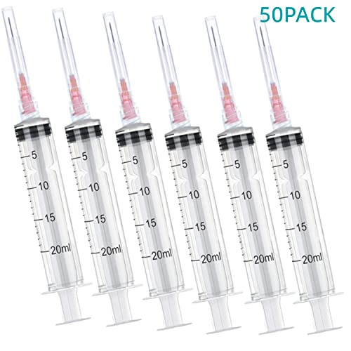 50 Pack 20ml 18Ga Lab Syringe Tools with Measurement, Individually Packed - style: 50 pack - 20ml 18 gauge