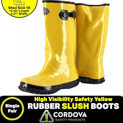 Cordova Safety Products mens Over-the-shoe Heavy Duty With Ribbed Soles, Top Strap and Buckle Adjustment Cordova Safety Products Over the Shoe Style Rubber Boots Slush Bootss for Construction Manufactur, Size 10, Size 10 US - size: 10