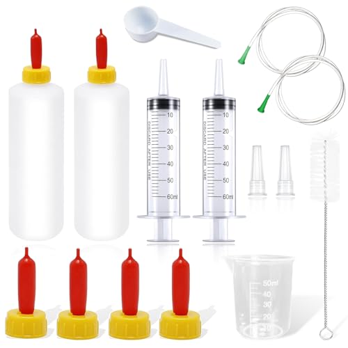 Lamb and Goat Kid Feeding Kit, Goat Nipple and Bottles Set, 60 ml Syringes, for Lamb, Dog, Sheep,Piglet,Rabbit Feeding