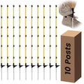 10 PCS Electric Fence Posts, 3/8" x 50" Step in Fence Post | 6 Wire Clips, Metal Ground Spikes, Easy Step-in Fiberglass Fence Posts for Temporary Electric Fencing, Farm Livestock, Garden - size: 50Inch-10PCS