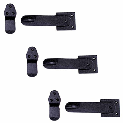 Renovators Supply Manufacturing Black Wrought Iron Flip Gate Latch 5.75 in Barn Cabin Door Lock with Hardware Pack of 3 - color: 5.75-inch Latch, size: Pack of 3