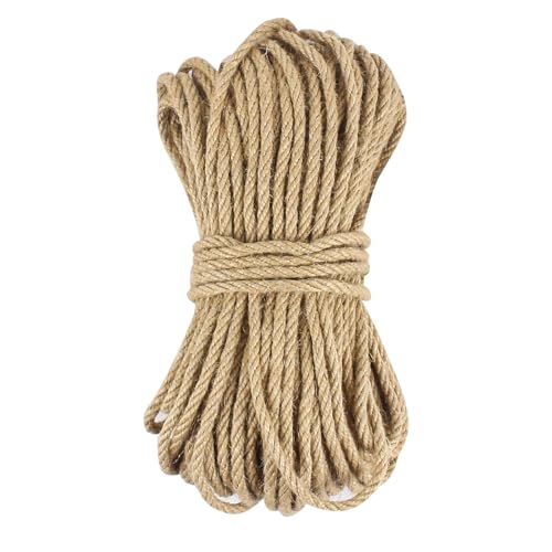 1/4 Inch x 100 Feet Natural Jute Rope, 6.35mm Jute Twine Hemp Rope, Twisted Manila Hemp Ropes for Craft Projects, Gardening, Indoor and Outdoor Use, Home Decorating, DIY - size: 1/4inch x 100feet