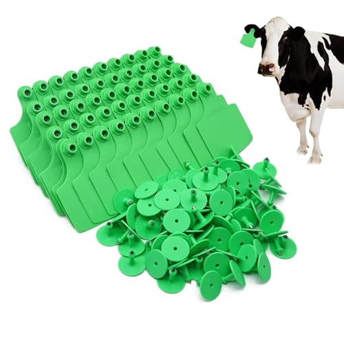 4.1" L×3.5" W Cattle Ear Tags Big Blank 100PCS Livestock Identification TPU | Cow Ear Tags for Cattle Laser Tags for Cows Pigs Hog Goats Sheep Calf Animal Goat Sheep Earring Tags Non-fading (Green) - color: 6-green