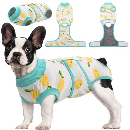 Kuoser Recovery Suit for Dogs Cats, Soft Dog Surgery Suit Female Male Spay | Professional Dog Onesie for Surgery, Substitute E-Collar & Cone, Prevent Licking Dog surgical suit Pet Neuter Suit - color: Lemon, size: X-small (Back:8.3-11.4'', Weight:4-7 Lb)