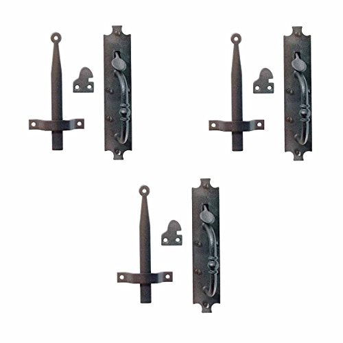 Black Cast Iron Norfolk Door Latches Traditional Gate Or Door 8" Tall Thumb Latches Black Powder Coated Two Sided Gate Latch Locks with Mounting Hardware | Renovators Supply Manufacturing Pack of 3 - color: 8-inch Norfolk, size: Pack of 3