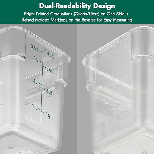 CURTA 8-Pack 2 Qt NSF Clear Polycarbonate Food Storage Containers with Green Lids - Square, Commercial-Grade, Freezer & Dishwasher Safe, Stackable - color: 2.0 Qt 8-Pack(Green Lids)