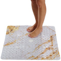 ENKOSI Square Shower Mat 27x27 inch - Anti Slip Shower Stall Floor Mat - Non Slip Shower Mats with Strong Secure Suction Cups and Drain Holes in Middle (27x27 Marble White Gold) - color: Marble White Gold