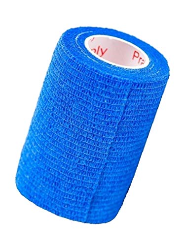 Vet Wrap Tape (Blue) (2 Pack) (3 Inch x 15 feet) Self Adhesive Adherent Adhering Cohesive Flex Self Stick Bandage Grip Roll Dog Cat Pet Horse - color: Blue, size: 2 Rolls