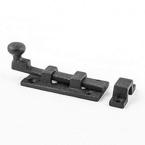 Renovators Supply Manufacturing Slide Bolt Latch 3.5 in. Black Wrought Iron Ball Tip Style Slide Bolt with Mounting Hardware - size: Pack of 1, style: 3.5 inch - Ball Tip