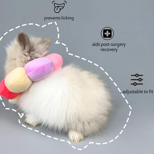 Adjustable Rabbit Cone, Soft Surgery Collar for Kittens Puppies XS | Small Animal Protective Neck E-Collar for Bunnies, Pet Elizabeth Medical Cone, Cute Flower Shaped