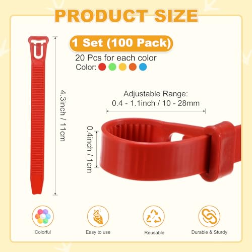 M METERXITY 100-Pack Adjustable Chicken Leg Bands, 10-28 mm Plastic Poultry Identification Chicken Leg Rings for Turkey/Duck/Goose/Chick, Colorful Numbered Foot Clip on Tags [Multicolor] - color: Multicolor