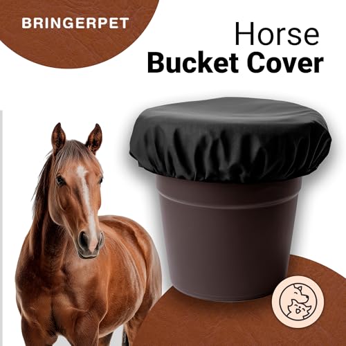 Horse Bucket Cover - Waterproof Bucket Cover for Feed Buckets for Horses, 210T Ripstop Polyester, Fits 2-5 Gallon (8-20 Quart), Cold-Flexible Daily-Use Cover (Black) - 1 pc - color: Black