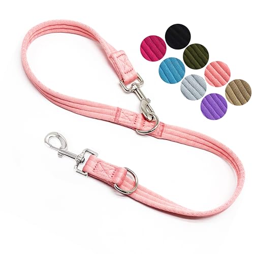 Double Ended Dog Leash,for Obedience Training Easy to Use,Lightweight,Soft for Large and Medium Dogs (Pink, 1M*2.5CM) - color: Pink
