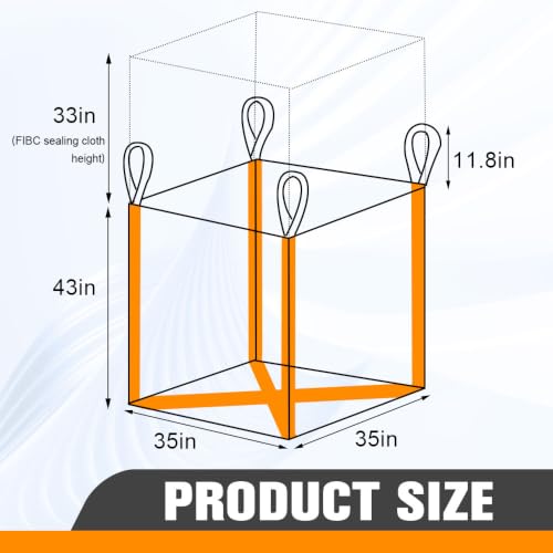 Heavy Duty Bulk Bags 220 Gallon Flat Bottom Duffle Top 10Pack | White Woven Polypropylene FIBC Bulk Bags for Construction, Demolition, Mining & Landscaping, Holds up to 3500lbs - size: 10 Pack / MAX LOAD:4400 LBS